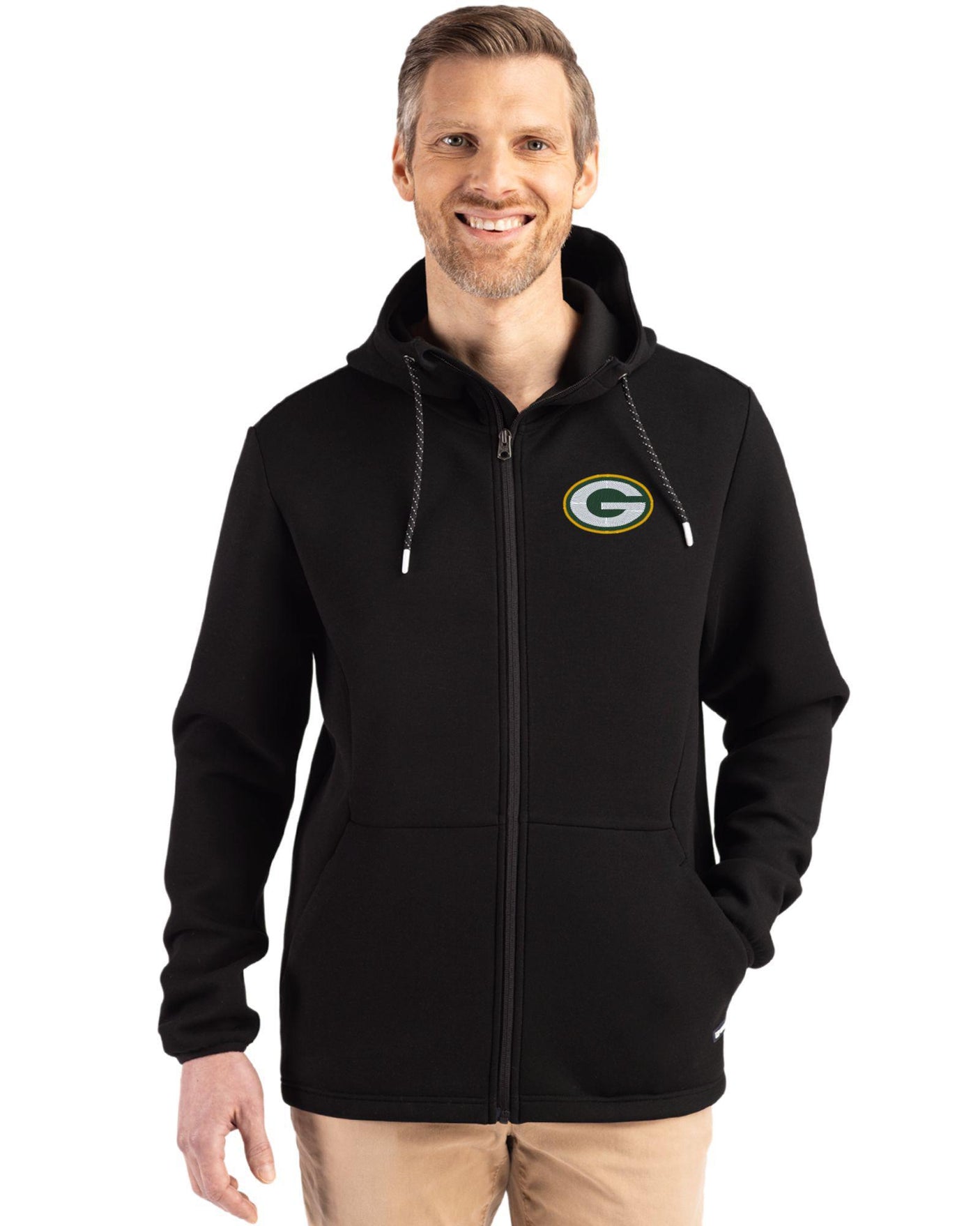 Packers Cutter & Buck Men's Roam Eco Full Zip Hooded Jacket