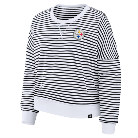 Steelers 2026 Fanatics Women's Striped Oversized French Terry Crewneck