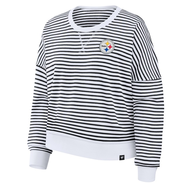 Steelers 2026 Fanatics Women's Striped Oversized French Terry Crewneck