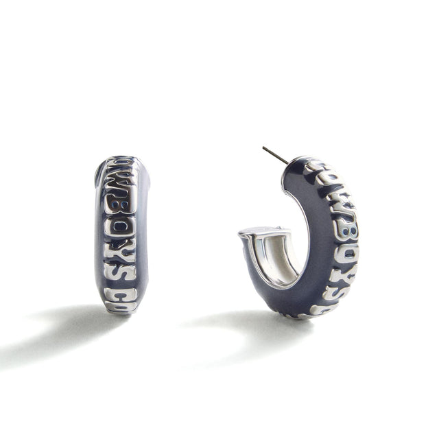 Cowboys Puffy Enamel Hoop Earrings