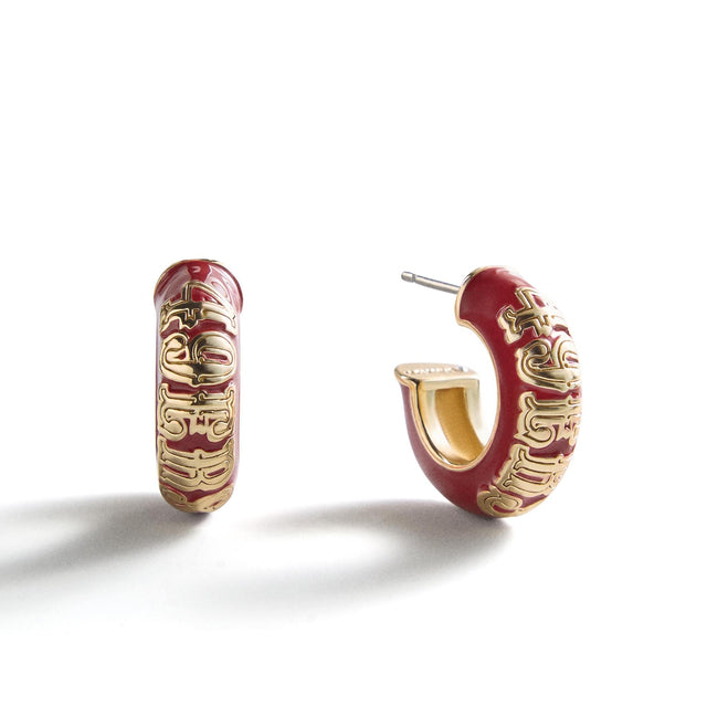 49ers Puffy Enamel Hoop Earrings