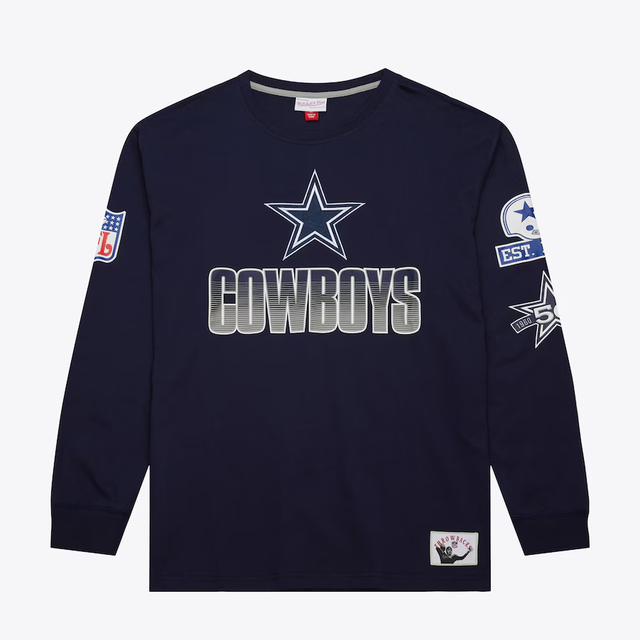 Cowboys Men's Mitchell & Ness All Over Vintage Long Sleeve T-Shirt