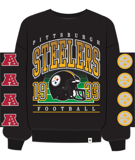 Steelers 2025 '47 Brand Women's Go Big Oversized Crewneck