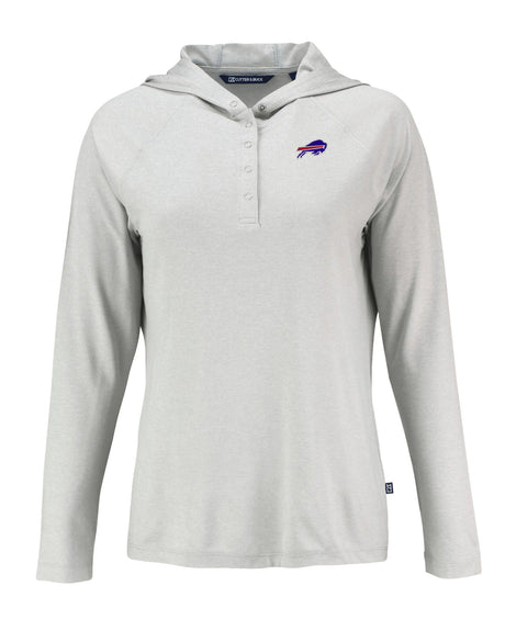 Bills Cutter and Buck Women's Grey Coastline Epic Comfort Eco Hooded Shirt