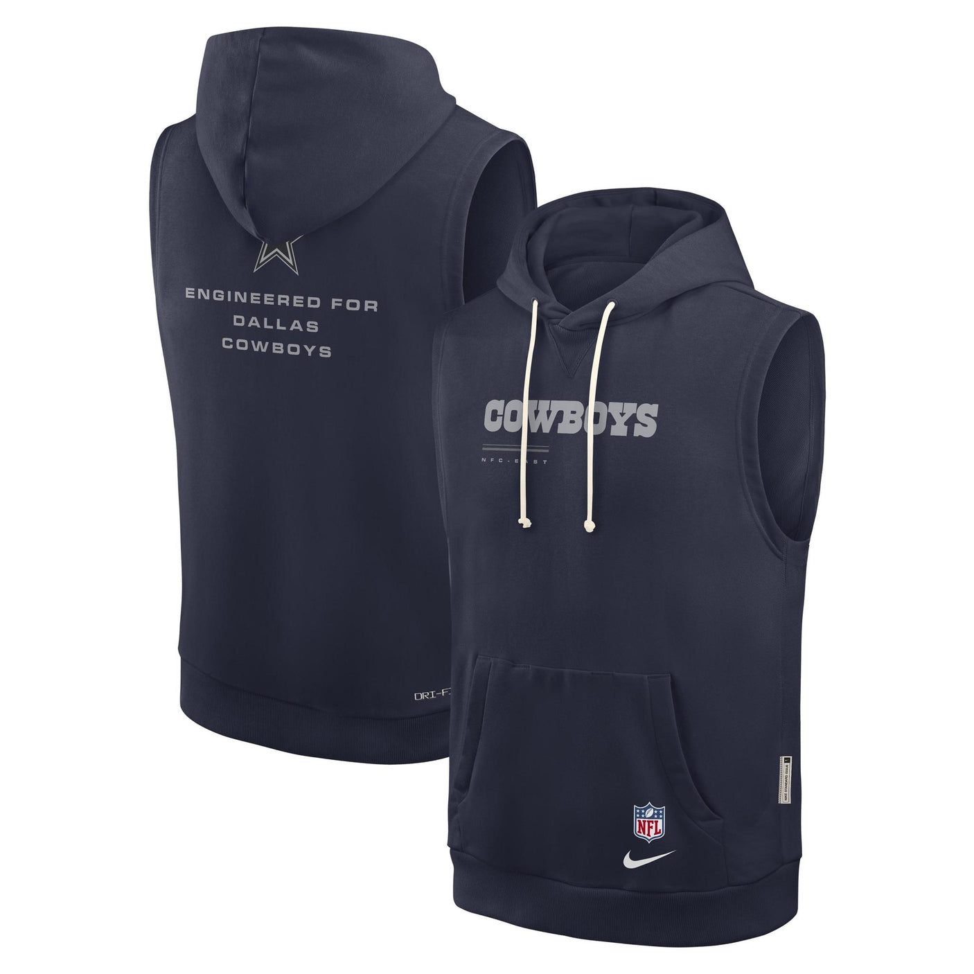 Cowboys 2026 Nike Men's Dri-Fit Sleeveless Fleece Hoodie