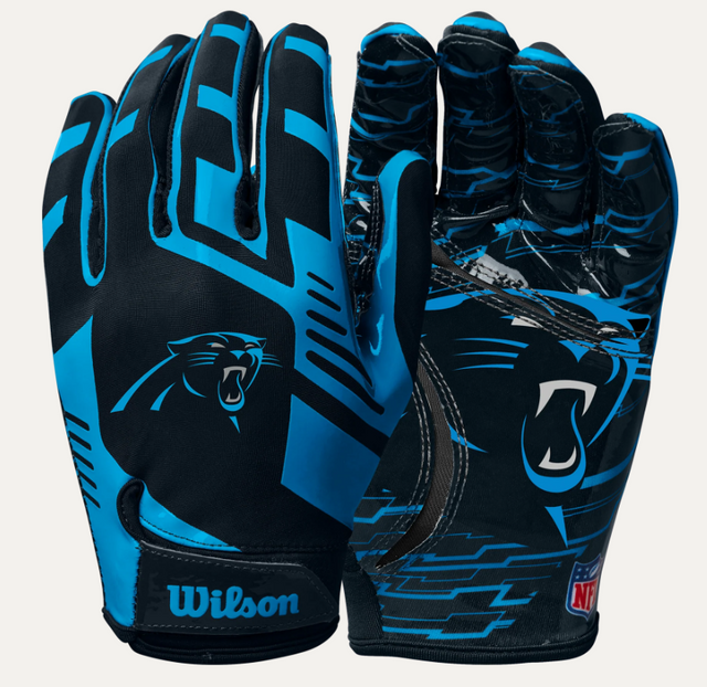 Panthers Wilson Youth NFL Stretch Fit Receivers Gloves Pro Football Hall of Fame