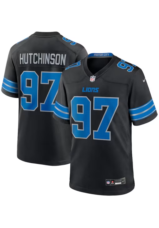 Lions Aidan Hutchinson Nike Men's Black Game Jersey