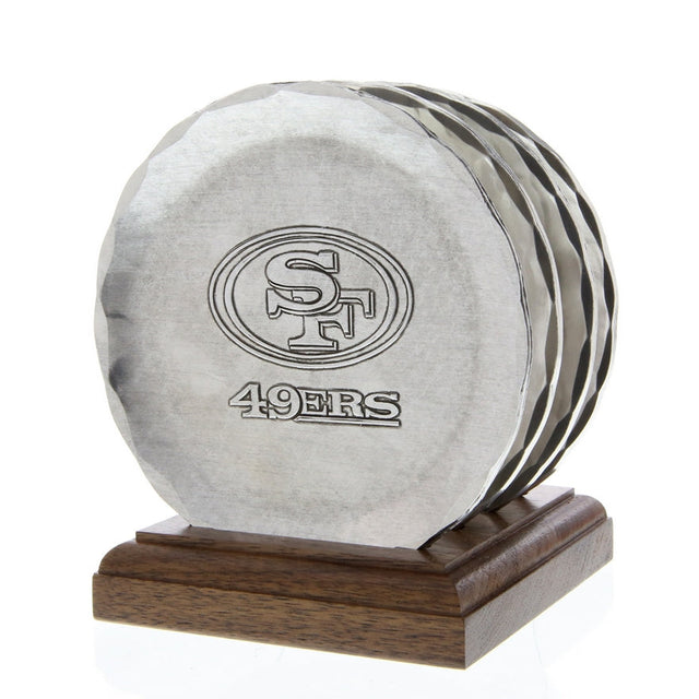 San Francisco 49ers 4-Piece Aluminum Coaster Set with Caddy