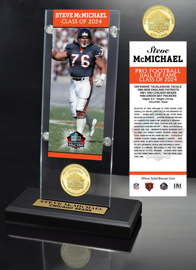 Steve McMichael Class of 2024 Bronze Coin Ticket Acrylic