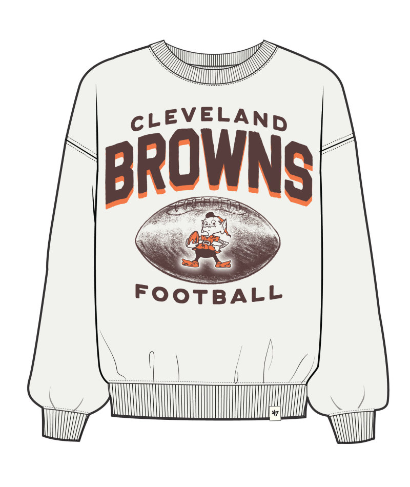 Browns 2025 '47 Brand Women's Arch Cloud Oversized Crewneck