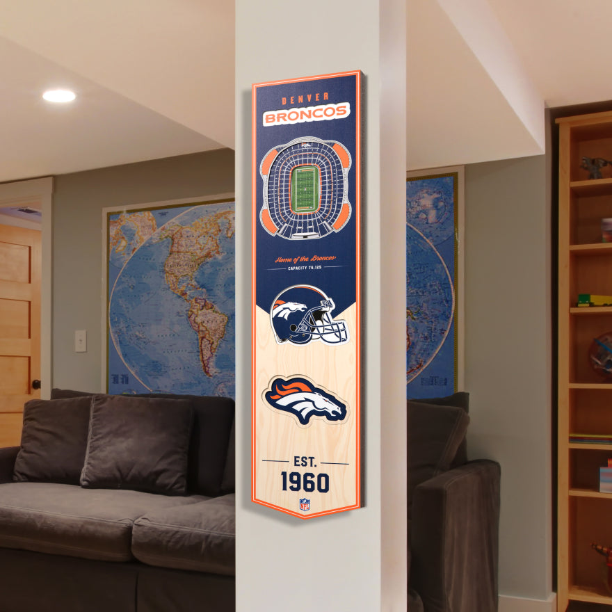 Broncos 8" x 32" 3D Stadiumview Banner