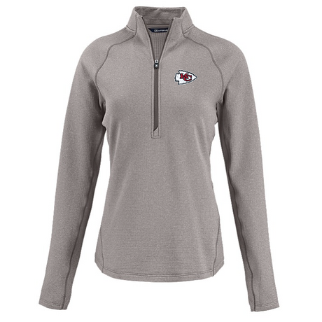 Chiefs Cutter and Buck Women's Grey Peshastin Eco Fleece Half Zip Pullover