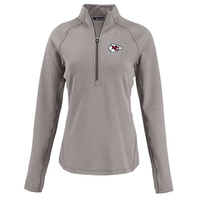 Chiefs Cutter and Buck Women's Grey Peshastin Eco Fleece Half Zip Pullover
