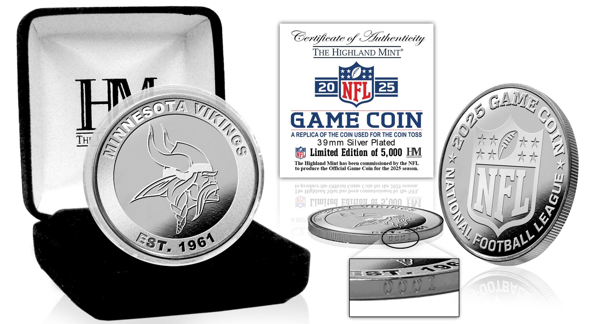 Vikings NFL 2025 Coin Toss Silver Coin – Pro Football Hall of Fame