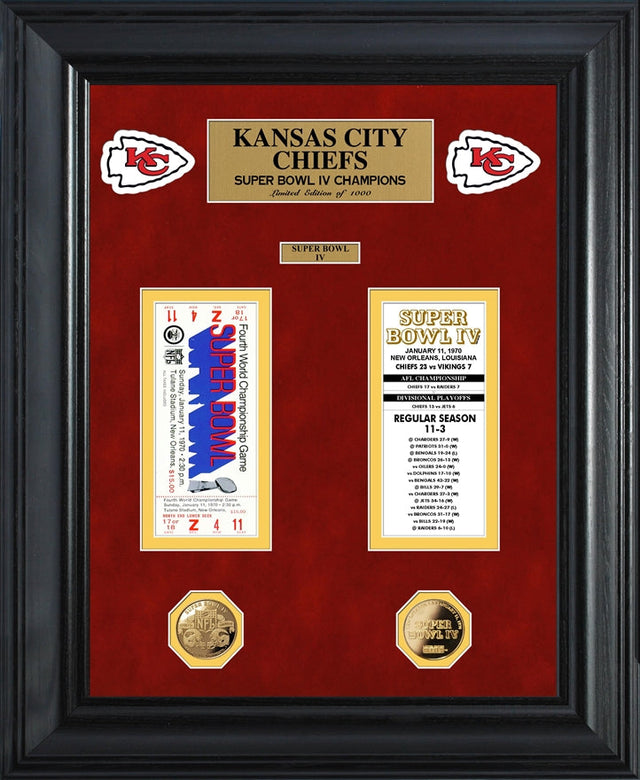 Chiefs Super Bowl Ticket and Game Coin Collection Framed