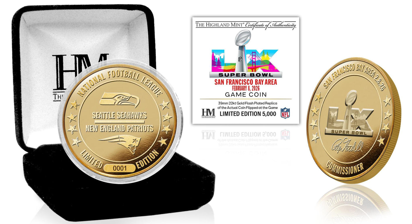 New England Patriots vs. Seattle Seahawks Super Bowl LX (60) Gold Plated Game Coin