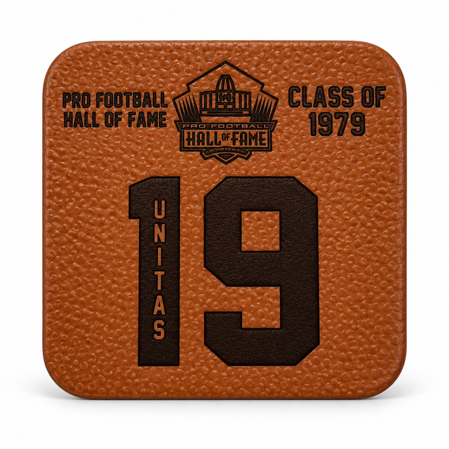 Johnny Unitas Leather Player Coaster Pro Football Hall of Fame