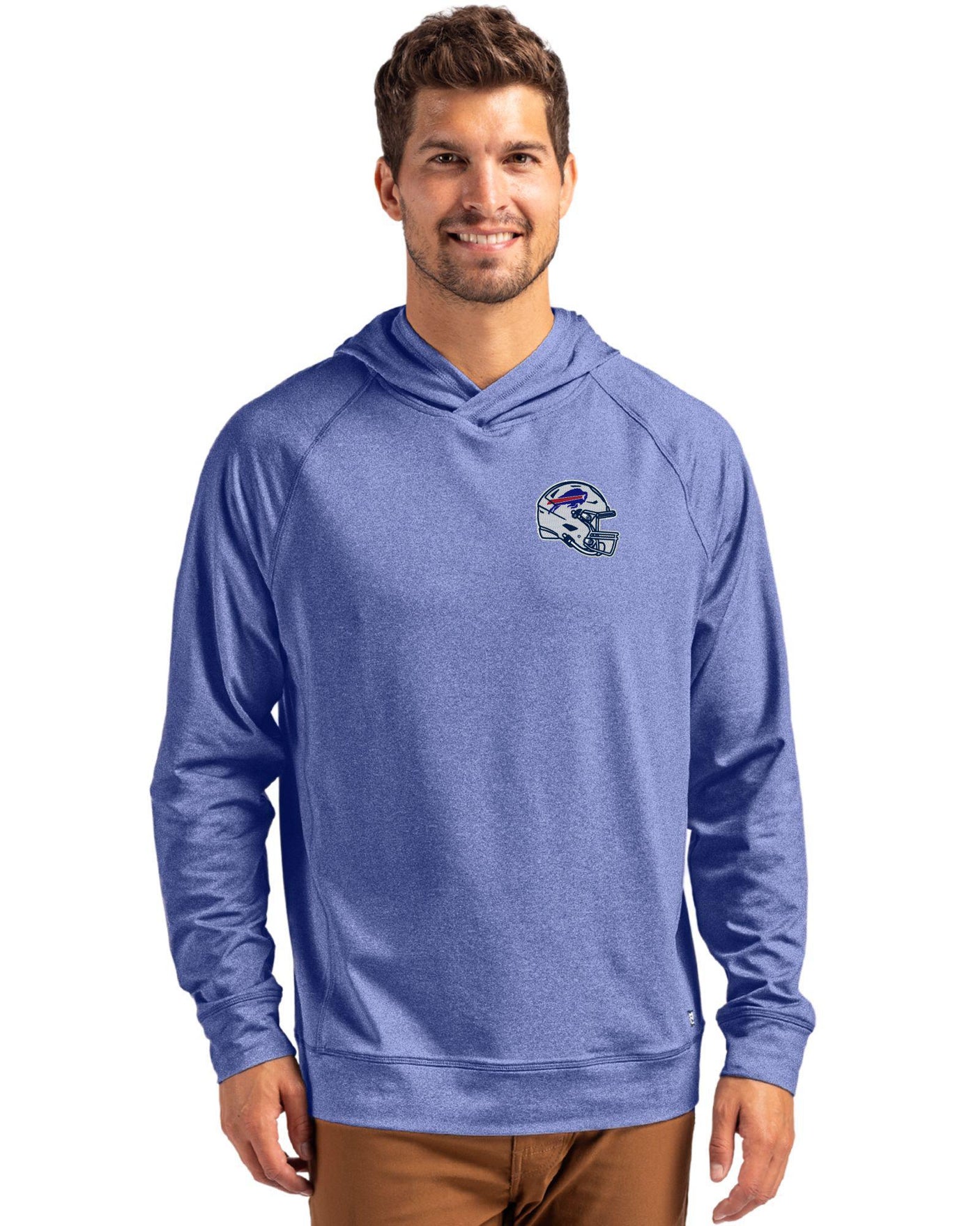Bills Cutter & Buck Men's Adapt Eco Heather Hooded Pullover