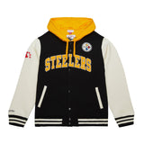Steelers Men's Mitchell & Ness Courtside Fleece Button Front Vintage Logo Jacket