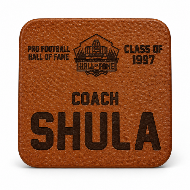 Don Shula Leather Coach Coaster Pro Football Hall of Fame