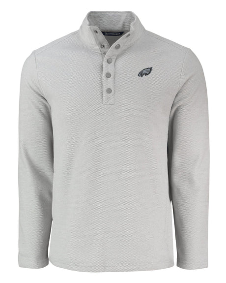 Eagles Cutter and Buck Men's Grey Hunts Point Eco Fleece Snap Pullover