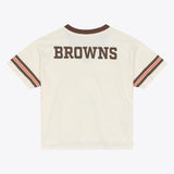 Browns 2026 Mitchell & Ness Women's Retro Roots Crop Boxy Yoke T-Shirt Pro Football Hall of Fame