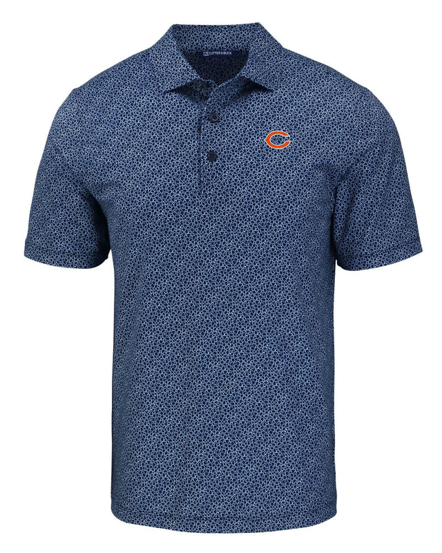 Bears Cutter and Buck Men's Navy Pike Eco Pebble Print Recycled Polo