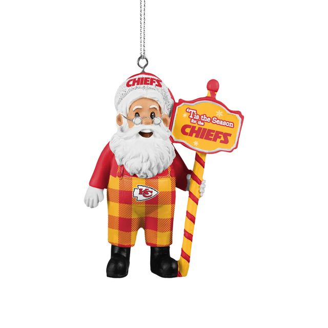 Chiefs Santa Overalls Ornament