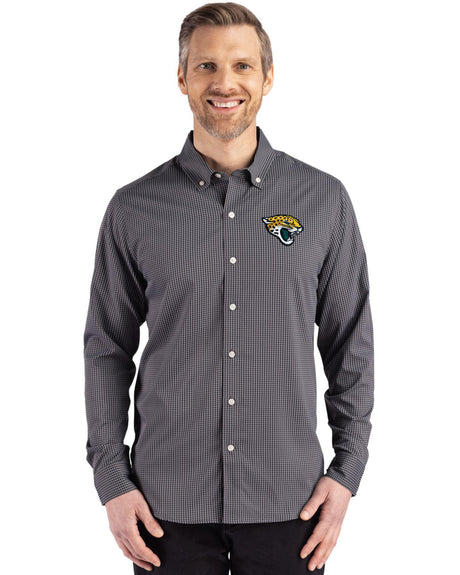 Jaguars Cutter & Buck Men's Skyline Eco Gingham Button Down Shirt