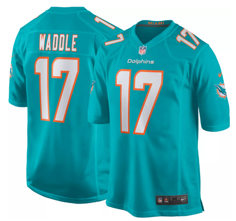 Dolphins Jaylen Waddle Men's Aqua Nike Game Jersey