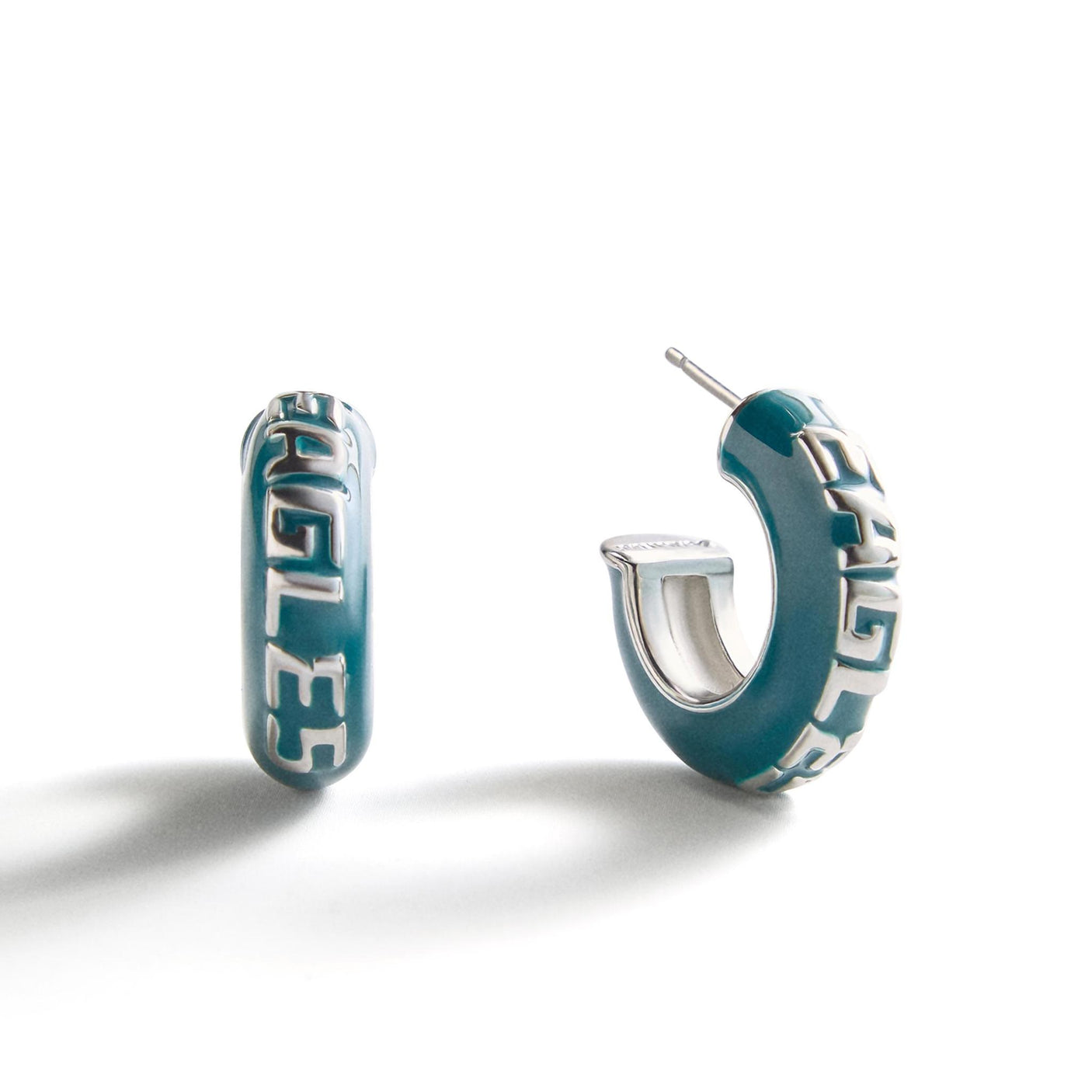 Eagles Puffy Enamel Hoop Earrings