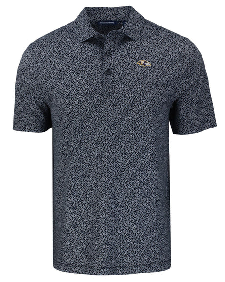 Ravens Cutter and Buck Men's Black Pike Eco Pebble Print Recycled Polo