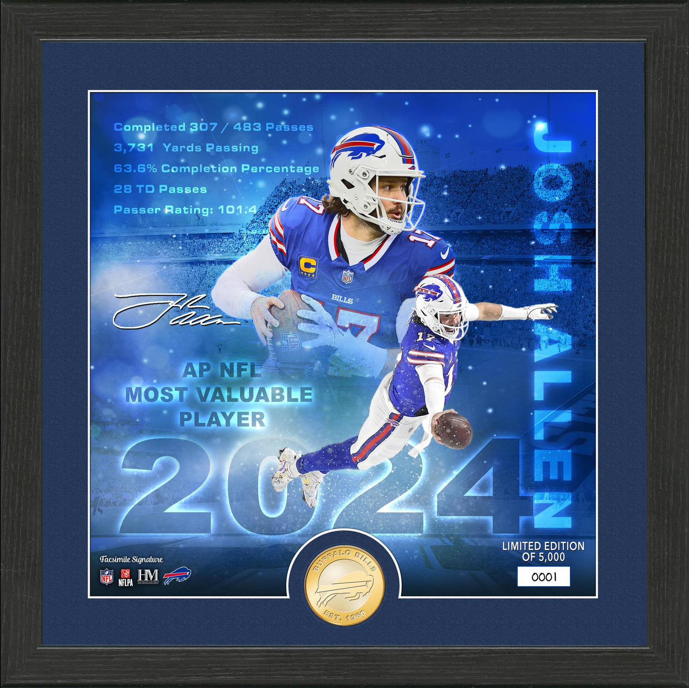 Bills Josh Allen 2024 NFL Most Valuable Player Bronze Coin Photo Mint