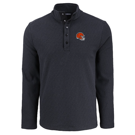 Browns Cutter and Buck Men's Black Hunts Point Eco Fleece Snap Pullover