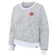 Browns 2026 Fanatics Women's Striped Oversized French Terry Crewneck
