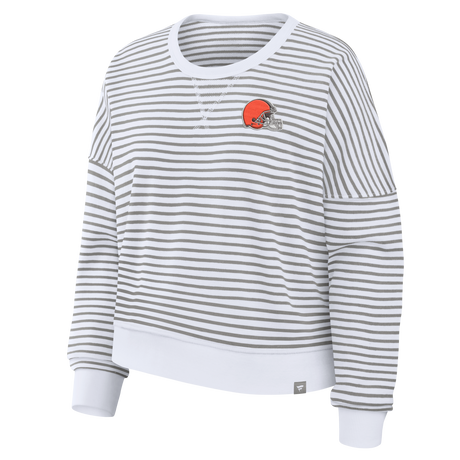 Browns 2026 Fanatics Women's Striped Oversized French Terry Crewneck