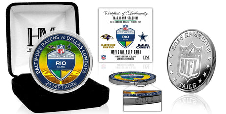 2026 NFL International Games Ravens vs Cowboys Rio Color Silver Flip Coin