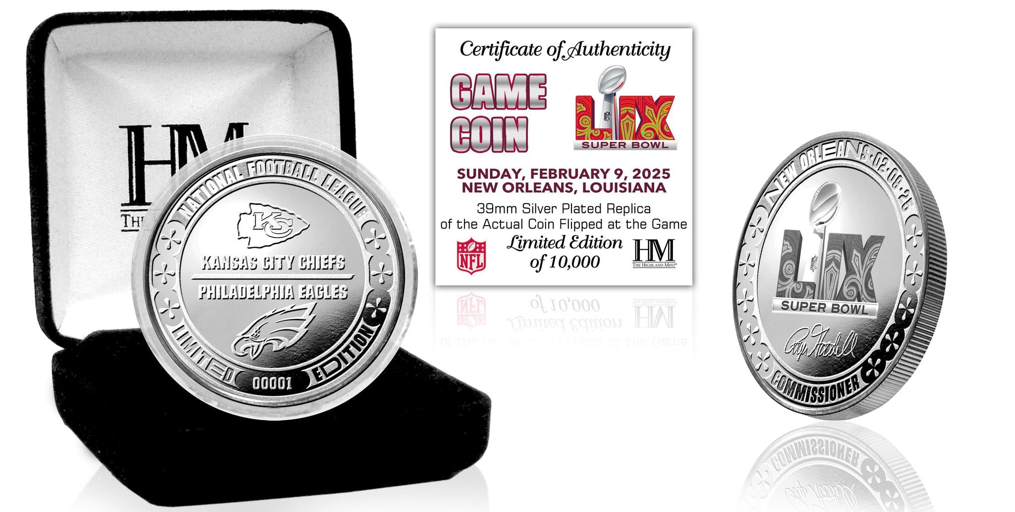 Super Bowl LIX (59) Chiefs vs Eagles Silver Flip Coin – Pro