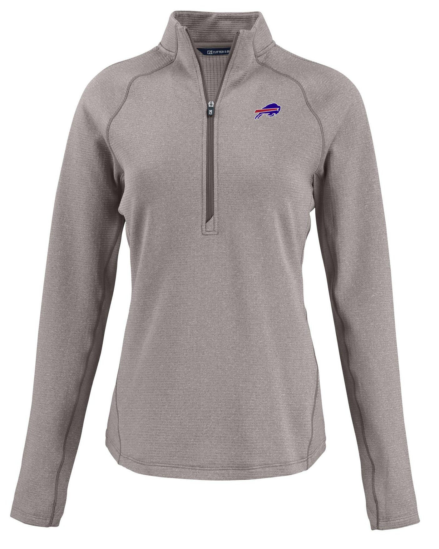 Bills Cutter and Buck Women's Grey Peshastin Eco Fleece Half Zip Pullover