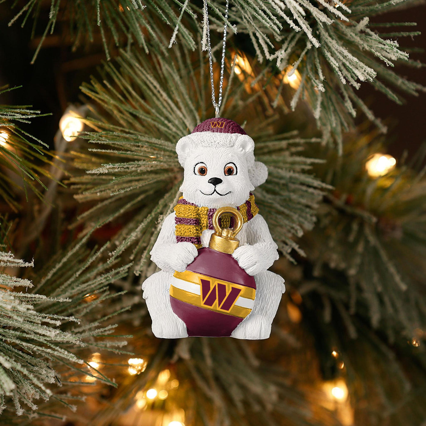 Commanders Sitting Polar Bear Ornament