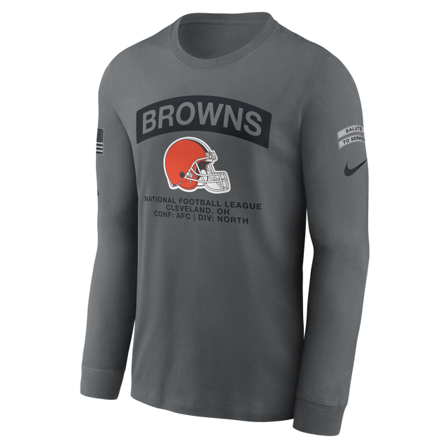 Browns 2026 Nike Men's Salute to Service Long Sleeve T-Shirt Pro Football Hall of Fame