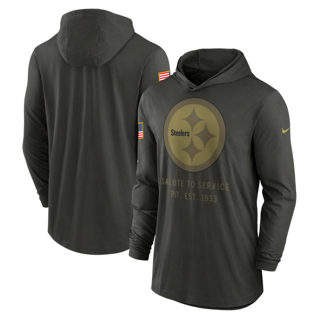 Steelers 2025 Nike Men's Salute to Service Hooded Long Sleeve T-Shirt