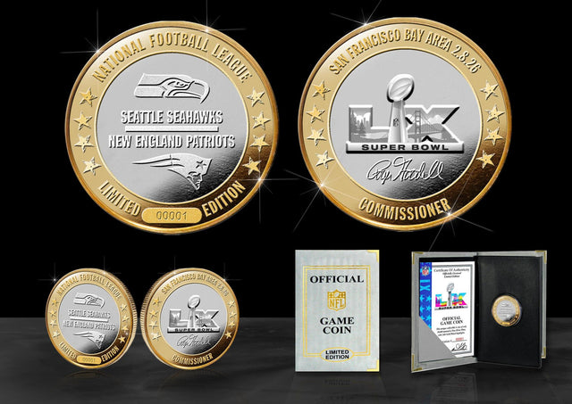 New England Patriots vs. Seattle Seahawks Super Bowl LX Official 2-Tone Gold & Silver Game Coin