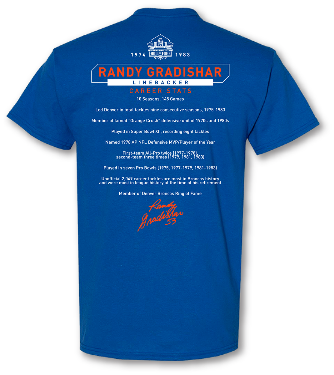 Randy Gradishar Class of 2024 Stat T-Shirt