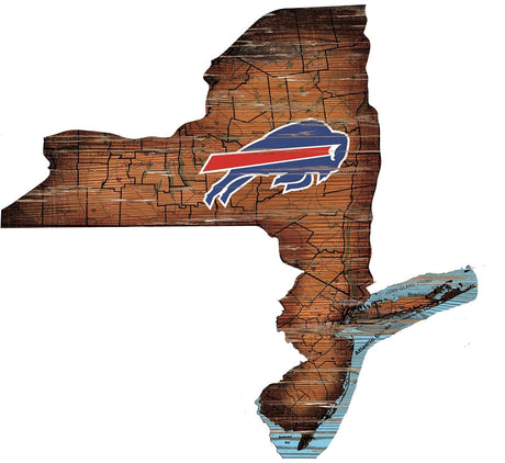 Bills Distressed State Sign With Team Logo