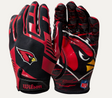 Cardinals Wilson Adult NFL Stretch Fit Receivers Gloves Pro Football Hall of Fame