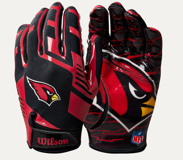 Cardinals Wilson Adult NFL Stretch Fit Receivers Gloves Pro Football Hall of Fame