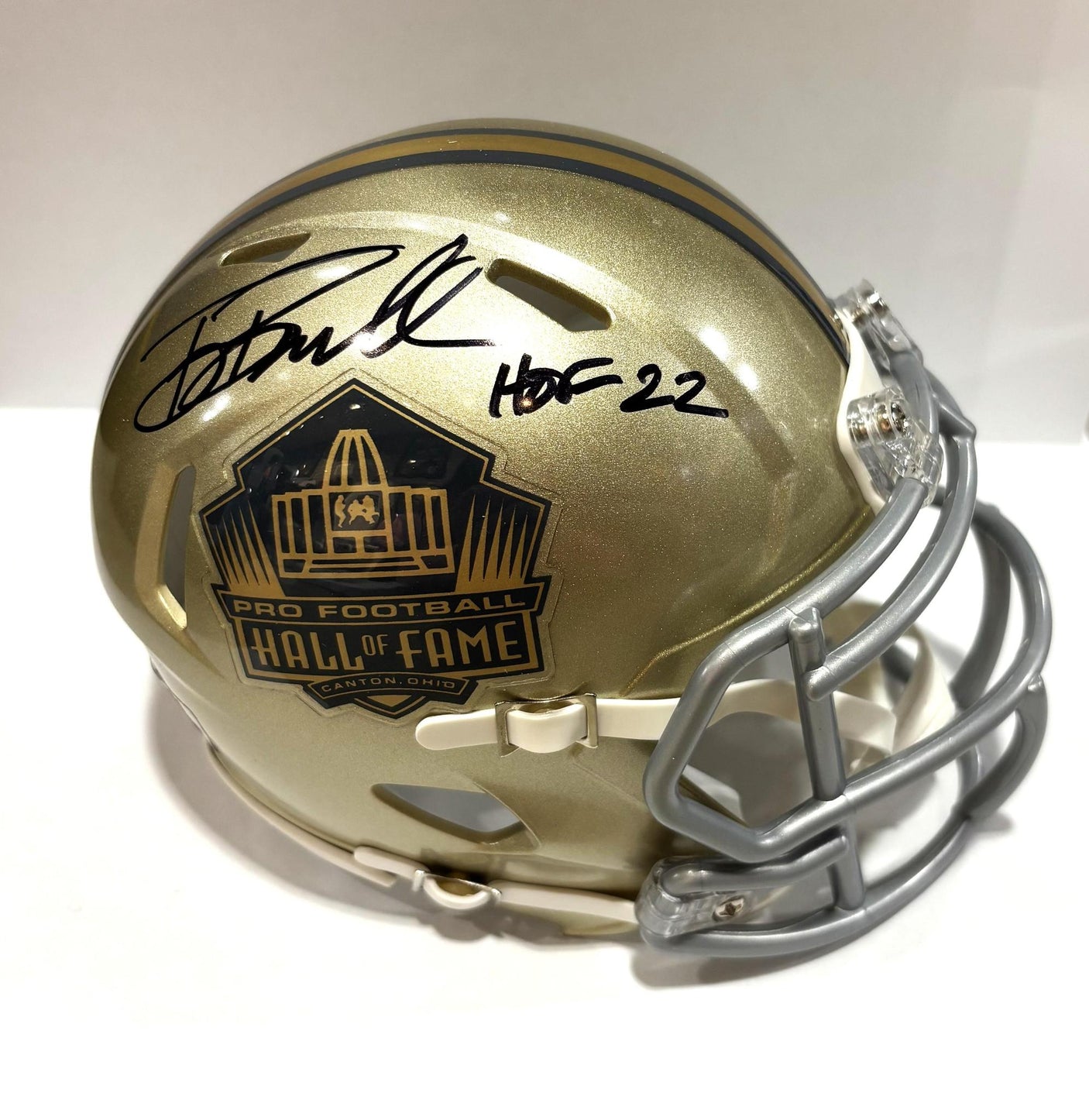 Tony Boselli Class of 2022 Autographed Hall of Fame Gold Mini Helmet With HOF Inscription