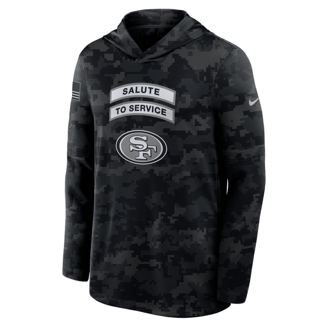 49ers 2026 Nike Men's Salute to Service Hooded Long Sleeve Top Pro Football Hall of Fame