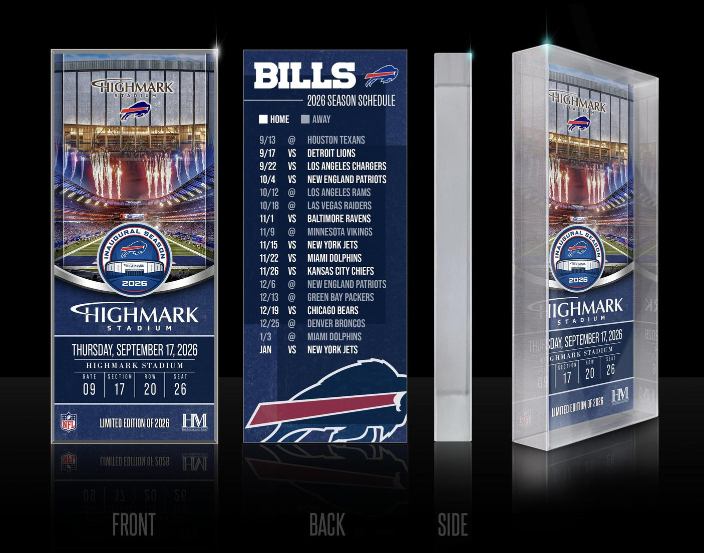 Bills Highmark Stadium Inaugural Season Ticket Acrylic Block Art